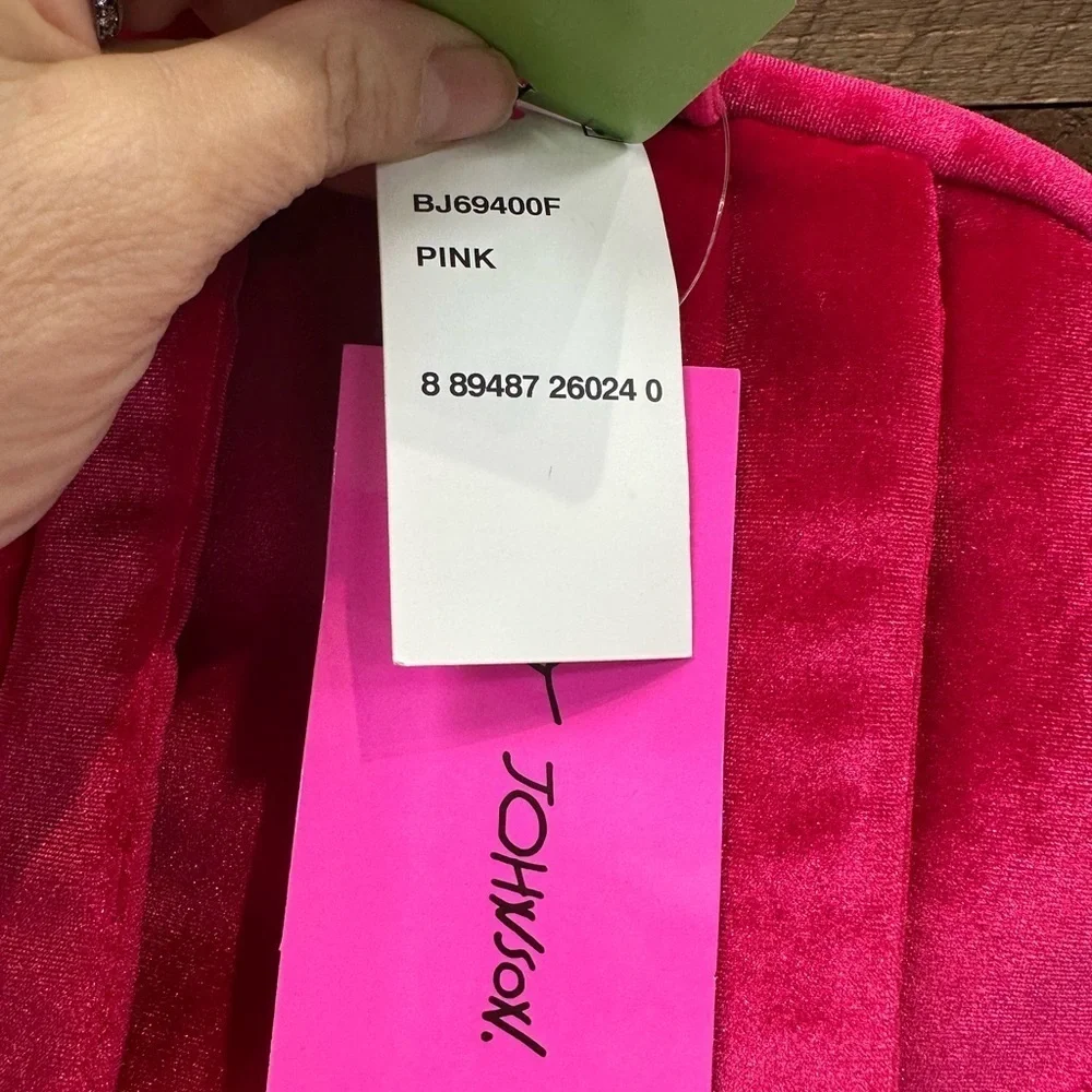 Betsey Johnson Pink Velvet Patch Backpack